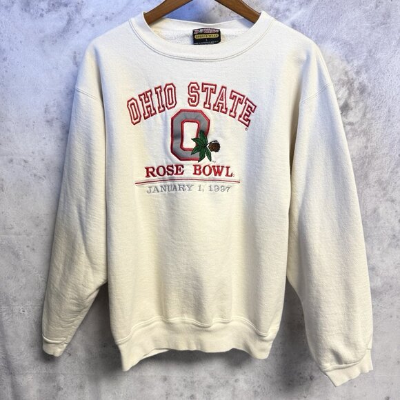 Vintage Ohio State Buckeyes 1997 Rose Bowl Sweatshirt Large 21.5x27 Embroidered - Picture 2 of 14